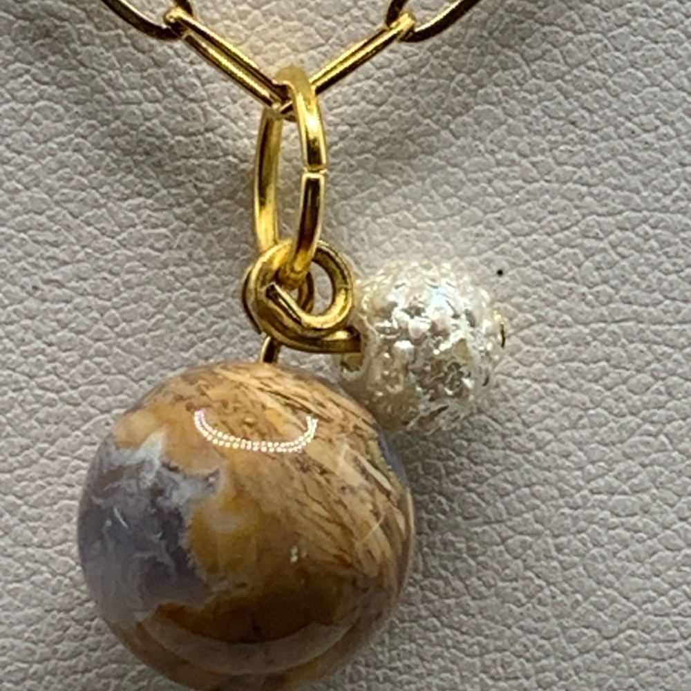 Elegant 18k gold plated Necklace with Dual Pendants Earth and Moon. NWT
